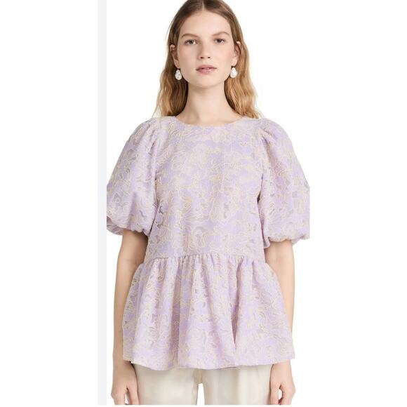 STINE GOYA Liw Embroidered Peplum Blouse - Size L - Lilac NWOT - Picture 1 of 11